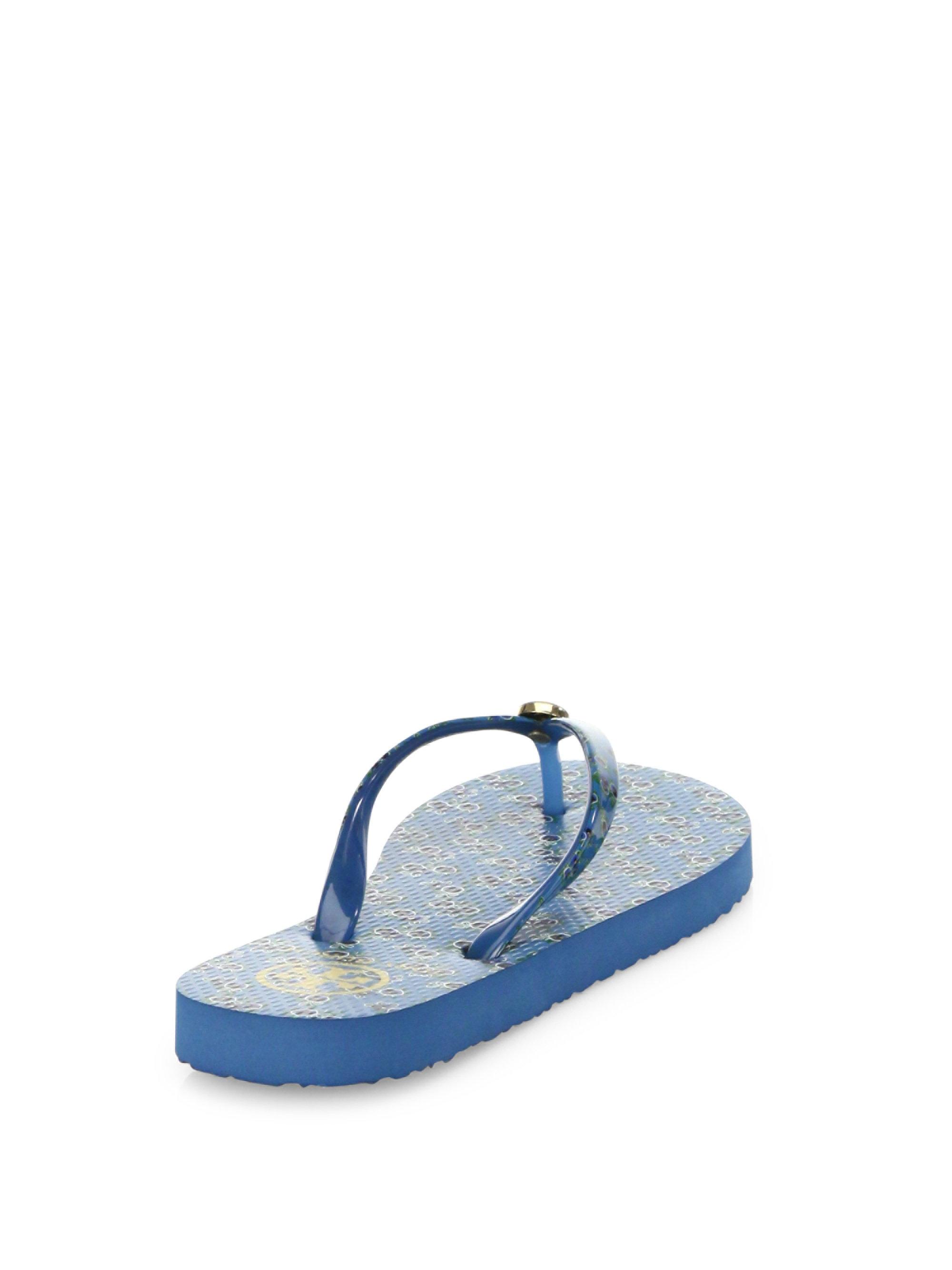  Tory  Burch  Printed Rubber Flip Flops  in Blue Lyst